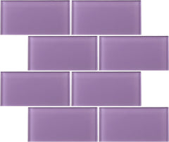 TCSAG-13 3x6 Purple Glass Subway Tile -Kitchen and Bath Backsplash Wall Tile