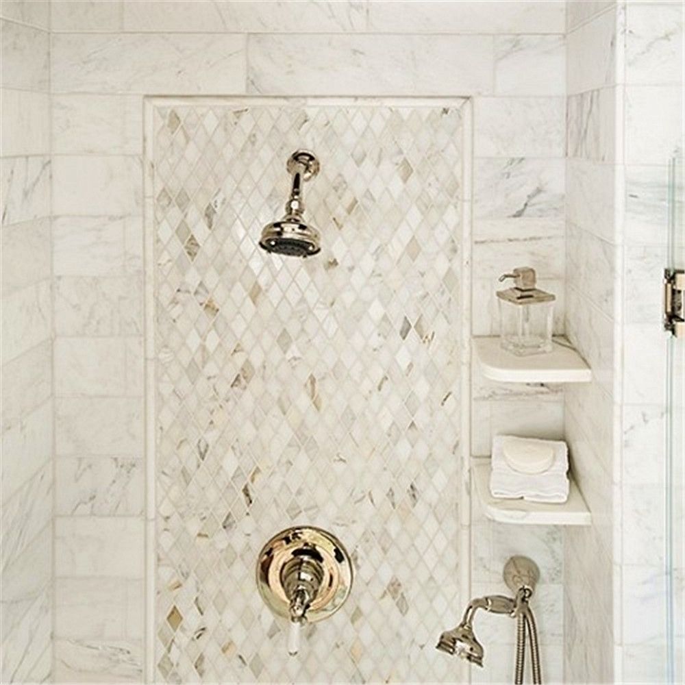Calacatta Gold Italian Marble Large Diamond Mosaic Tile Polished