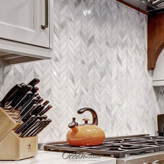Calacatta Gold Italian Marble Leaf Shape Mosaic Tile Polished (Glossy)