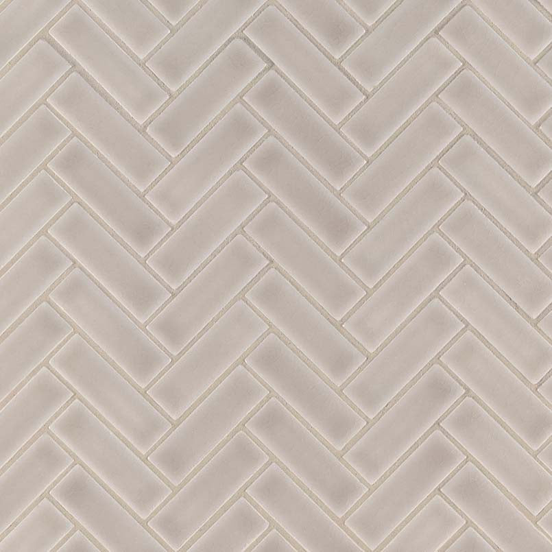 Portico Pearl Herringbone 11 in. x 12 in. Glossy Crackled Ceramic Mesh-Mounted Mosaic Tile by MSI (9.86 sq. ft./Case)
