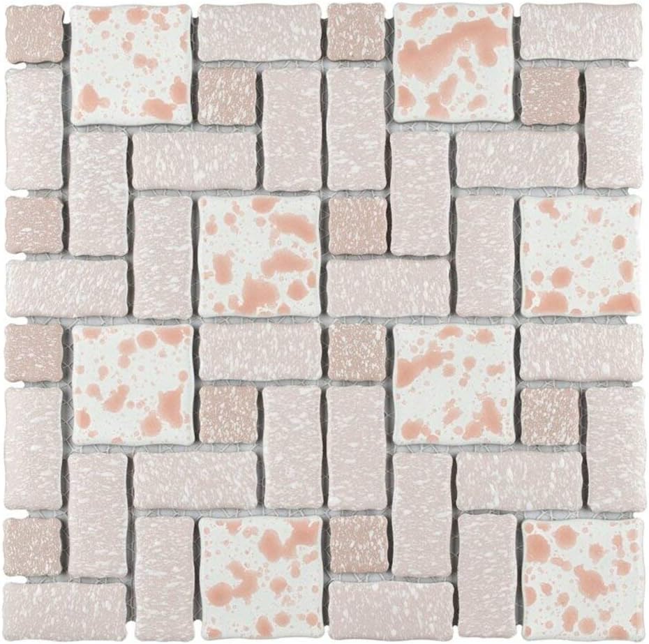 Academy Pink Random Sized Porcelain 12x12 Glazed Mosaic Wall Floor Tile