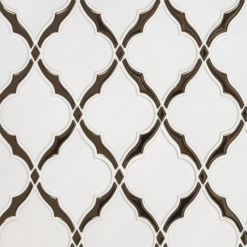 Victorian Light Arabesque 10.83 in. x 15.5 in. Glossy Porcelain Floor and Wall Tile by MSI (10.4 sq. ft./Case)