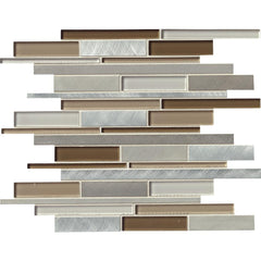 MS International Madison Avenue Interlocking 12 in. x 12 in. x 8 mm Glass Metal Mosaic Wall Tile