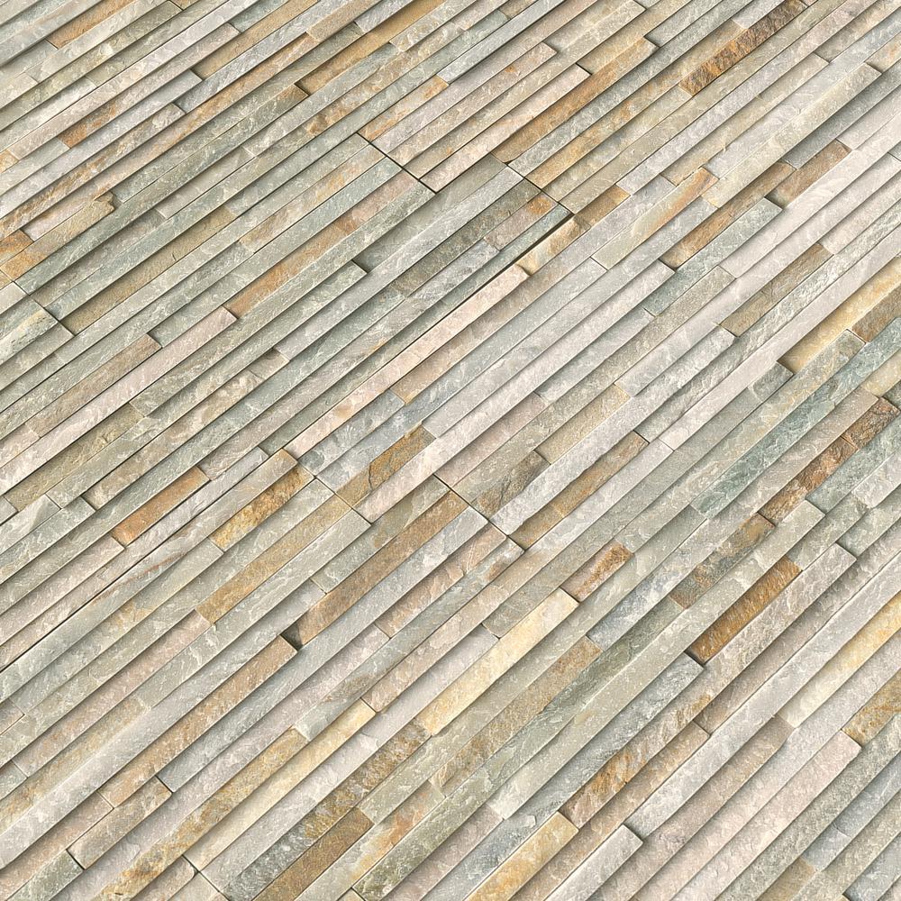 Golden Honey Pencil Ledger Panel 6 in. x 24 in. Natural Marble Wall Tile for Accent Walls Kitchen Backsplash Fireplace