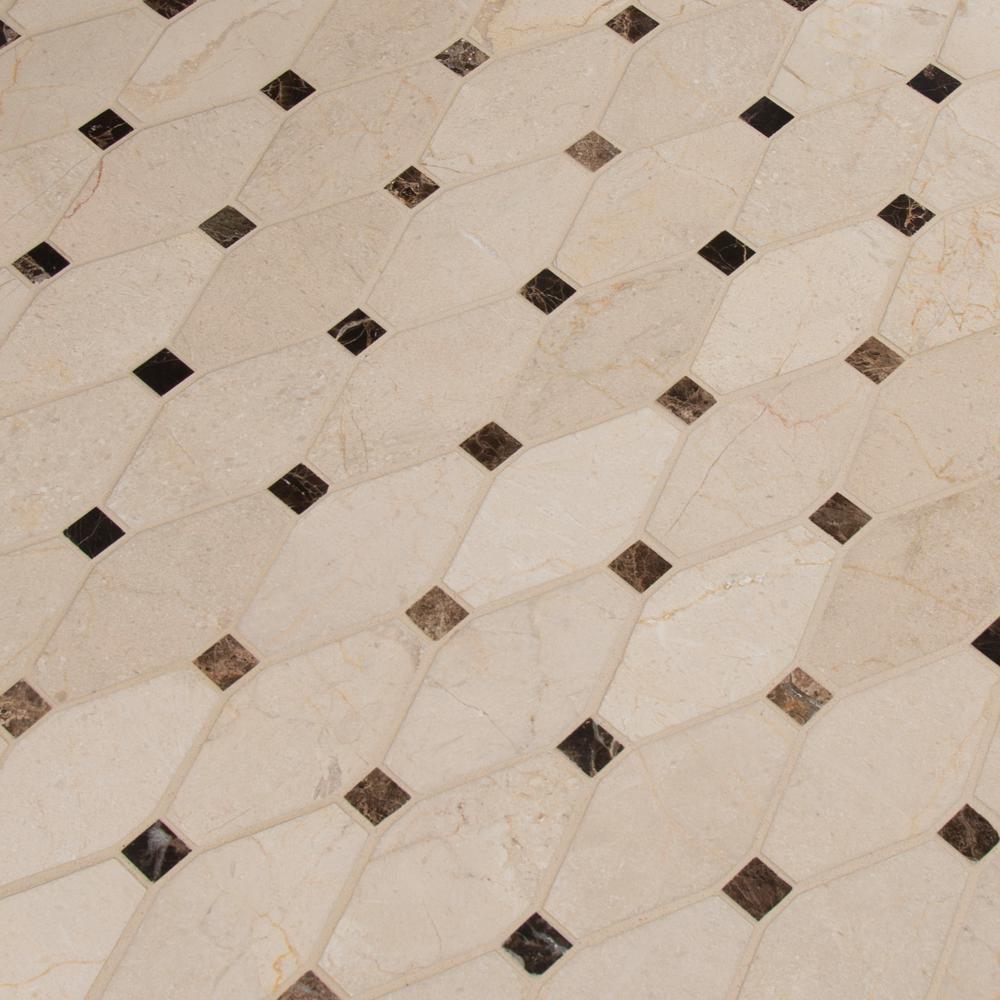 MS International Valencia Blend Elongated Octagon  Polished Marble Mesh-Mounted Mosaic Tile - Tenedos