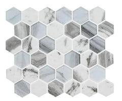 Charcoal Smoke Greyish Glass Hexagon Mosaic Wall Tile for Kitchen Backsplash, Bathroom Wall, Accent Wall, Spa