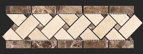 Crema Marfil Polished Marble - La Crema Basket Weave Border 3 3/4x12