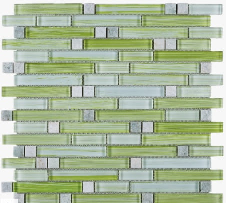Tenedos Xen Green Apple Glass with Stone Mosaic Tiles