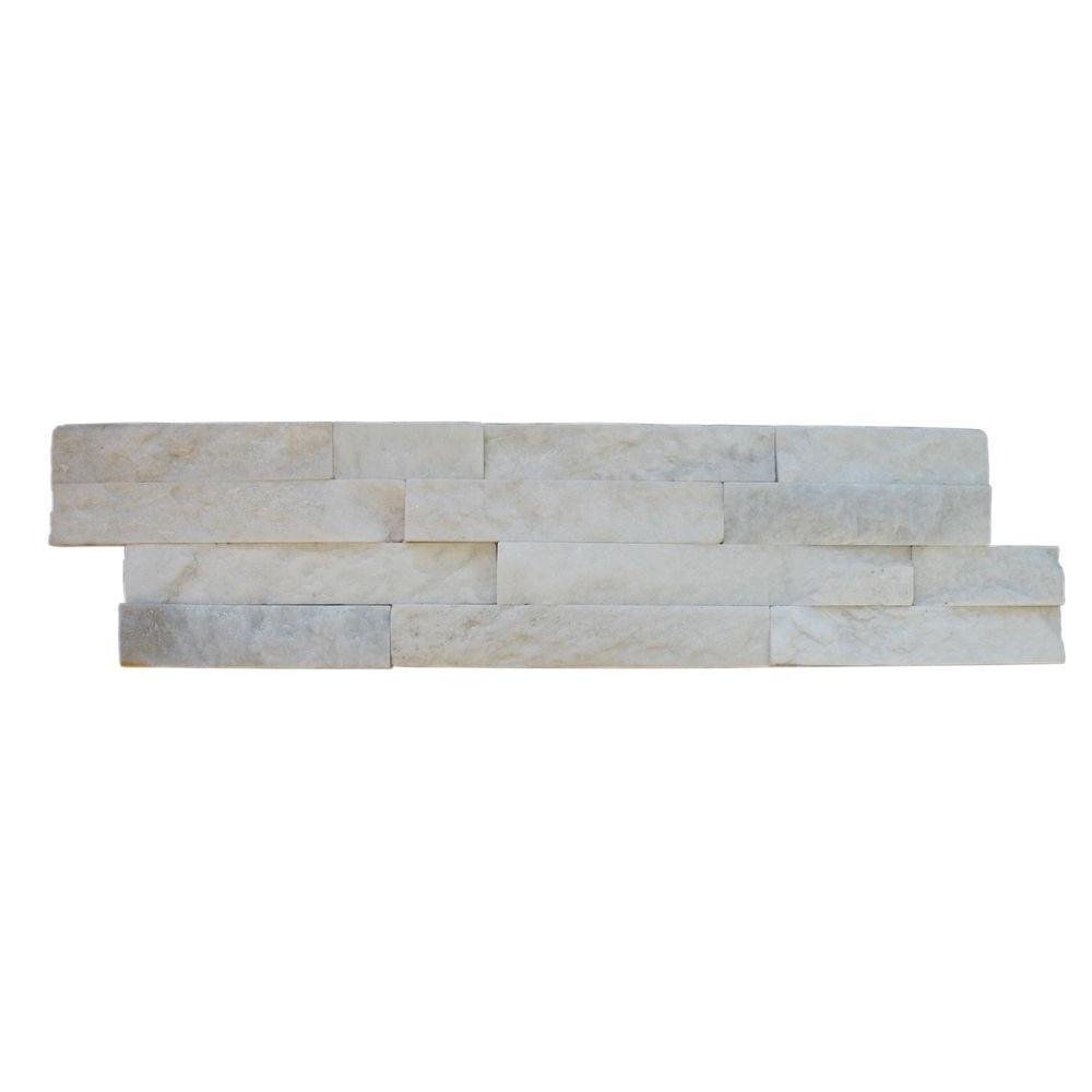 Arctic White Ledger Wall Panel 6 in. x 24 in. Natural Marble Wall Tile for Accent Walls Kitchen Backsplash Fireplace