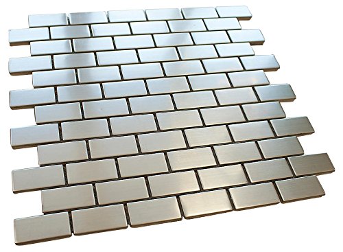 Stainless Steel Blend 1 in. x 2 in. Mesh-Mounted Metal Mosaic Tile