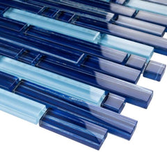 Cobalt Blue Random Pattern Glass Wall Tile