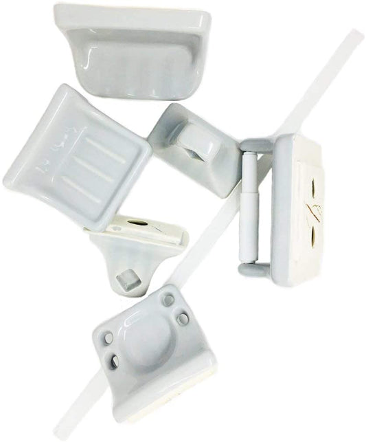 Vogue Tiles 5-Piece Retro Gray Glazed Ceramic Bathroom Grey Accessory Kit