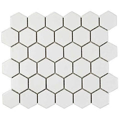 USCT White 2 inch Hexagon Porcelain Mosaic Wall Tile for Kitchen Backsplash, Bathroom Shower, Accent Wall-  10pcs/carton (10 sq ft)
