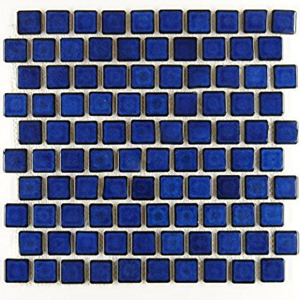 Vogue Premium Quality 1-1/8" x 1-1/8" Cobalt Blue Brick Pattern Porcelain Mosaic Tile on Mesh on 12x12 sheet for Kitchen Backsplash, Bathroom Walls, Pool Tile