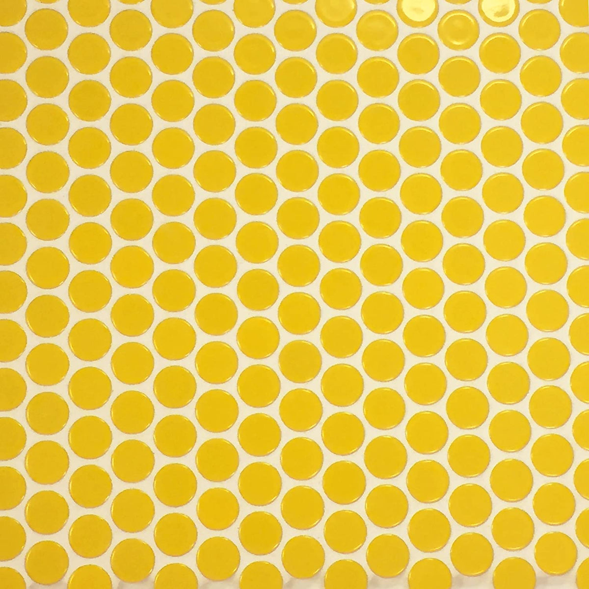 Yellow Penny Round Porcelain Mosaic Floor Wall Tile Backsplash for Bathroom Shower, Kitchen, Accent Décor, Fireplace,  on 12x12 Mesh for Easy Installation