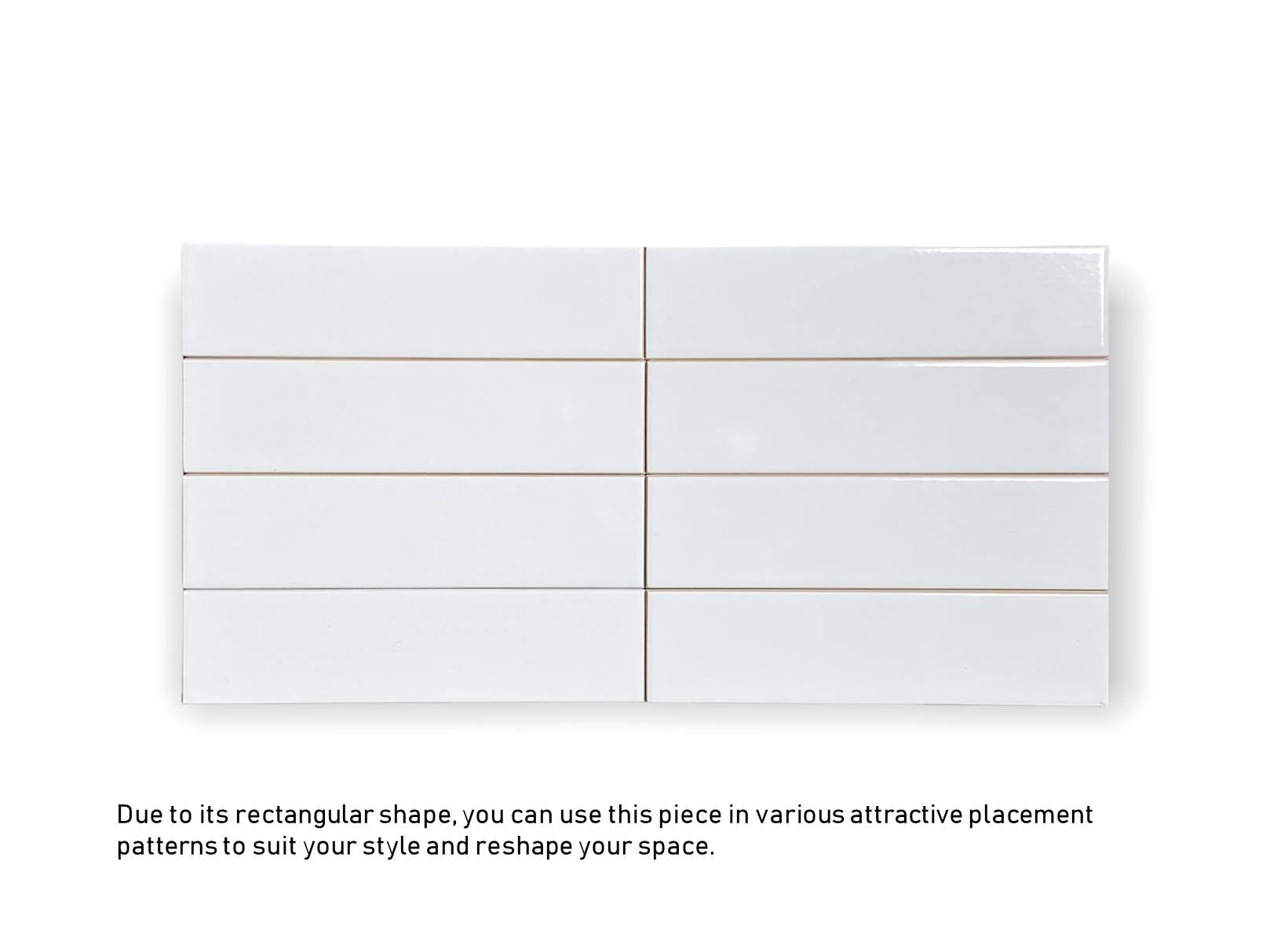 White Subway Wall Tile Gloss Finish 2x8 (60 pieces- Box of 6.5 Sqft)  for Kitchen Backsplash, Accent Wall and Bathroom Wall