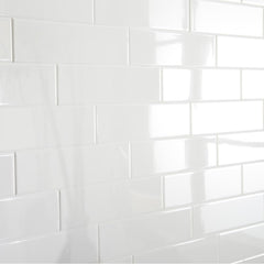 White Ceramic Wall Subway Tile 3X12 Glossy for Kitchen Backsplash, Bathroom Wall, Accent Wall