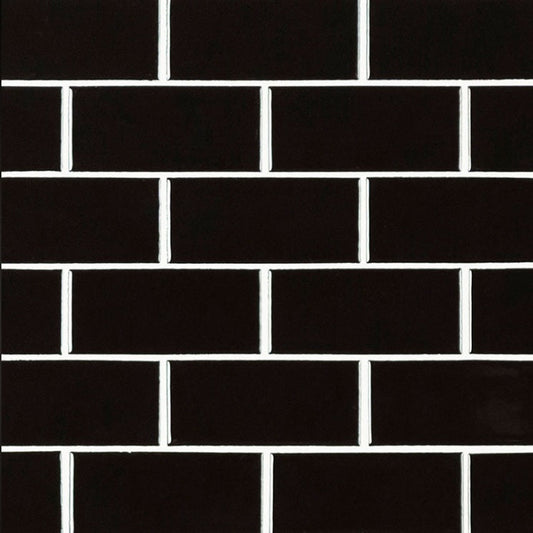 Black Subway Brick 2" X 4" Porcelain Tile, Wall Tile, Backsplash Tile, Bathroom Tile on 12x12 Mesh for Easy Installation