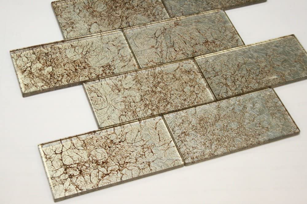 Heirloom Gold - Galaxy Series 3 x 6" Light Gold Color Glass Tile -  Tenedos