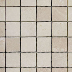 2x2 Botticino Beige Marble Tumbled Mosaic Floor and Wall Tile Sheets for Backsplash, Shower Walls, Bathroom Floors