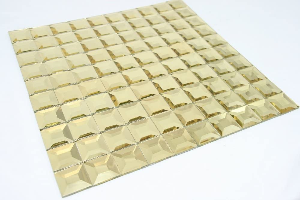 Golden Pyramid - 1"x1" Golden Pyramid Glass Tile - Tenedos