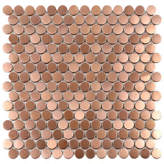 Tenedos Premium Penny Round Bronze Copper Stainless Steel Mosaic Wall Tile on Mesh Mounted Sheet for Kitchen Backsplash Wall Bathroom Shower Floor Tiles (10 Sheets)