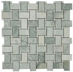 Ming Green Marble Basketweave with White Dot Polished Floor Wall Tile