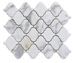 Calacatta Gold Marble Arabesque Lantern Marble Mosaic Floor and Wall Tile for Kitchen Backsplash, Wall Tile for Bathroom, Shower Wall Tile, Accent Wall, Fireplace Surround