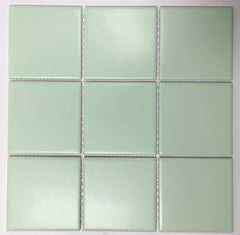 Porcelain 3-3/4 in. x 3-3/4 in. Matte Mesh-Mounted Mosaic for Backsplash, Bathroom Floor & Wall Tiles (11 pcs/case) (Vintage Green)(11 Sheets)