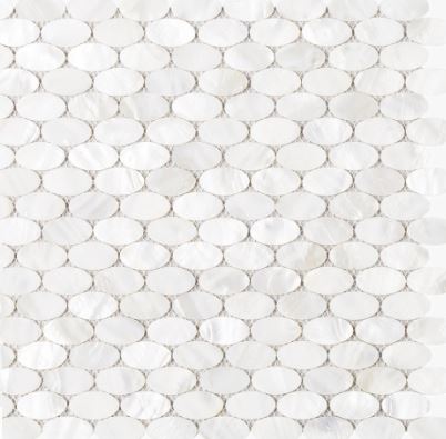 Tenedos Genuine White Pearl Mother of Pearl Oval Shell Mosaic Wall Tile