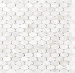 Genuine White Pearl Mother of Pearl Oval Shell Mosaic Wall Tile Backsplash for Kitchen, Bathroom Shower, Spas, Pools, Fireplace