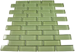 Glossy Lake Green Brick Glass Mosaic Tiles for Bathroom and Kitchen Walls Kitchen Backsplashes