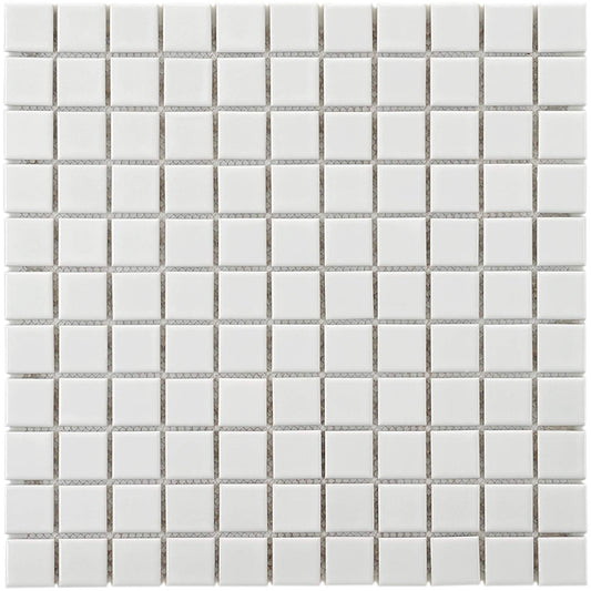 Square 1"White Matte Porcelain Floor and Wall Tile