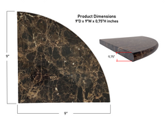 Dark Emperador Premium Spain Polished Marble Corner Shower Stone Bathroom Accessories 1 Piece (Corner Piece 9X9 INCH)