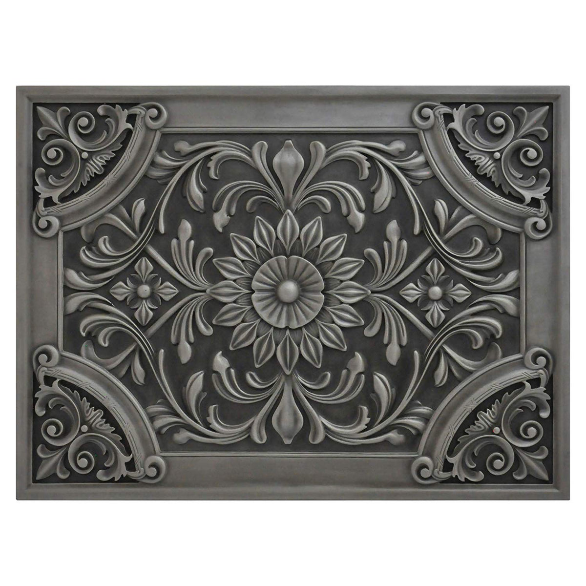 Kitchen Backsplash Premium Antique Nickel Metal Resin Mural Medallion Hand Made Textured Tile - Tenedos