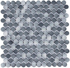 Mix Dark Gray Penny Round Porcelain Mosaic (Box of 15 Sheets), Floor and Wall Tile, Backsplash Tile, Bathroom Tile on Mesh for Easy Installation