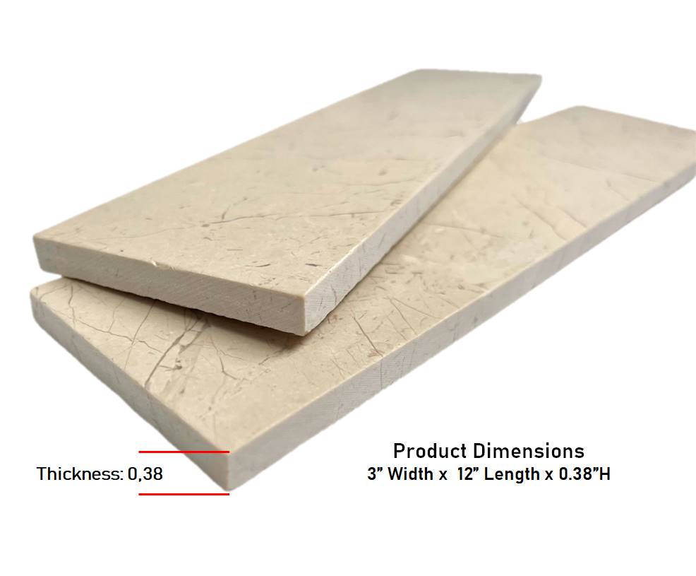 Tenedos Crema Light Beige Honed 3x12 Subway Marble Wall Floor Tile for Kitchen Backsplash, Bathroom Shower, Accent Décor, Pool Tile, Fireplace (Box of 5 sq. ft. - 20 Pieces)