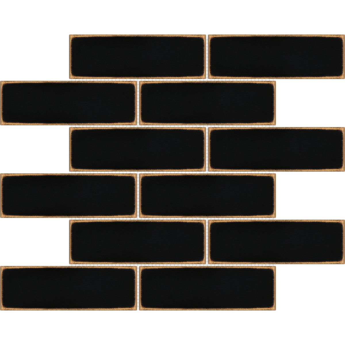 2x6 Ancient Brick Metal Black Bronze Mosaic Wall Tile for Kitchen Backsplash, Accent Wall, Bathroom Wall, Fireplace Surround