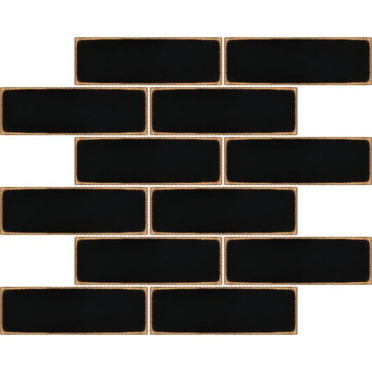 2x6 Ancient Brick Metal Black Bronze Mosaic Wall Tile for Kitchen Backsplash, Accent Wall, Bathroom Wall, Fireplace Surround