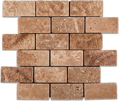 Andean Cream Peruvian Travertine 2x4 Tumbled Brick Mosaic Wall Backsplash Tile (Box of 5 Sheets)