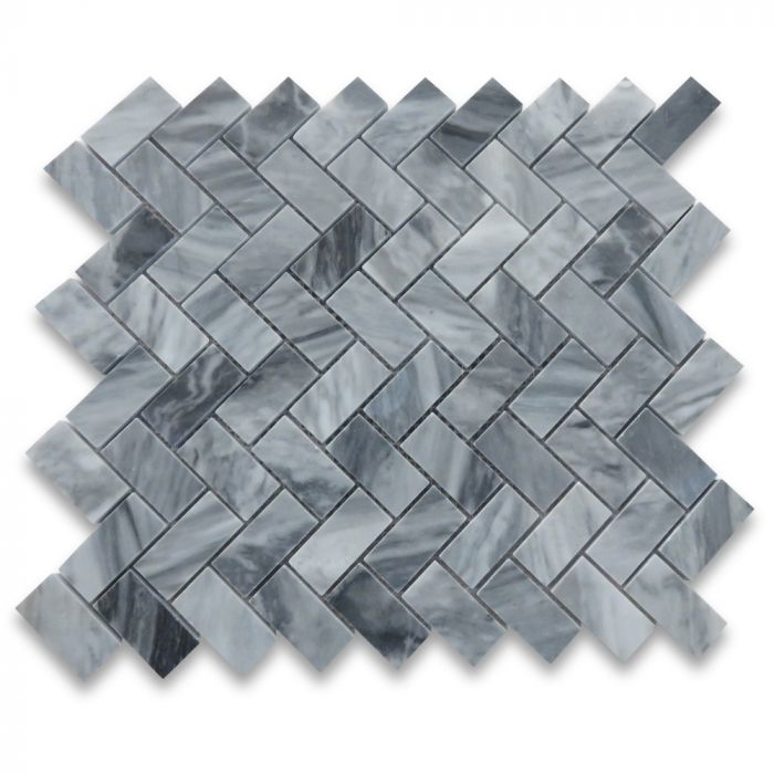 Bardiglio Gray Marble 1x2 Herringbone Mosaic Floor Wall Tile Polished for Kitchen Backsplash Bathroom Flooring Shower Surround Dining Room Entryway Corrido Spa Fireplace