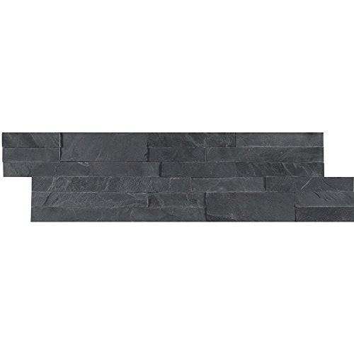 MSI Midnight Ash Peel and Stick Stacked Stone Brick 21.75" X 6", Wall Tile, Fireplace Tile, Backsplash Tile, Bathroom Tile, Easy DIY Tile (Box of 15pcs ) - Tenedos