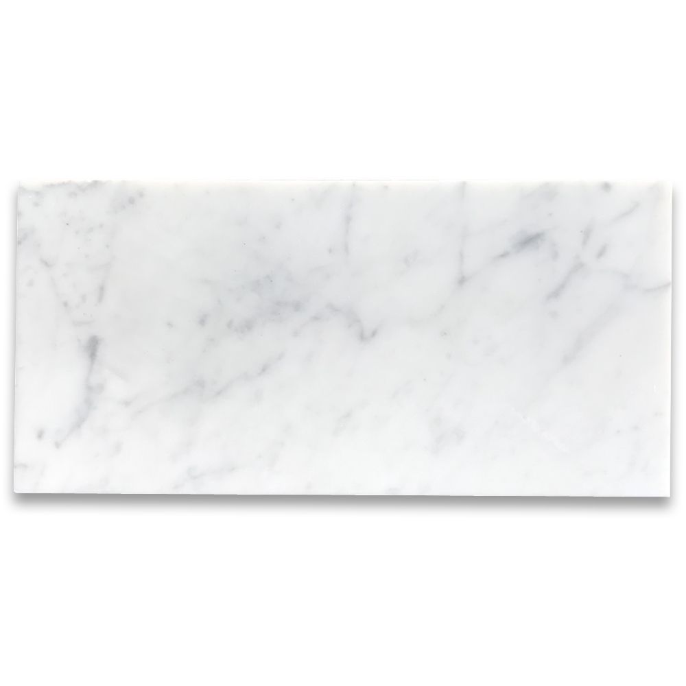 Tenedos Carrara (Carrera) Bianco Honed 6x12 Subway Marble Tile (2 Pieces)