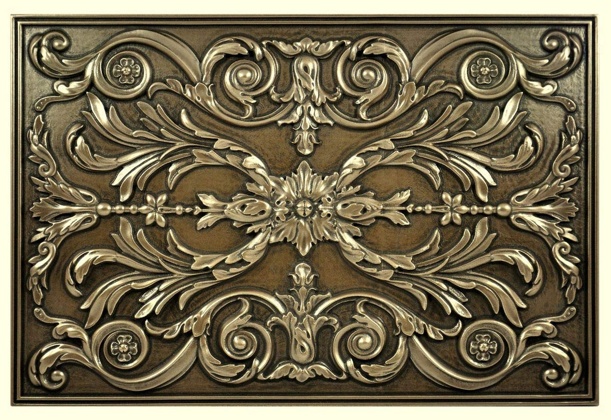 Kitchen Backsplash Premium Bronze Metal Resin Mural Medallion Hand Made Textured Tile - Tenedos