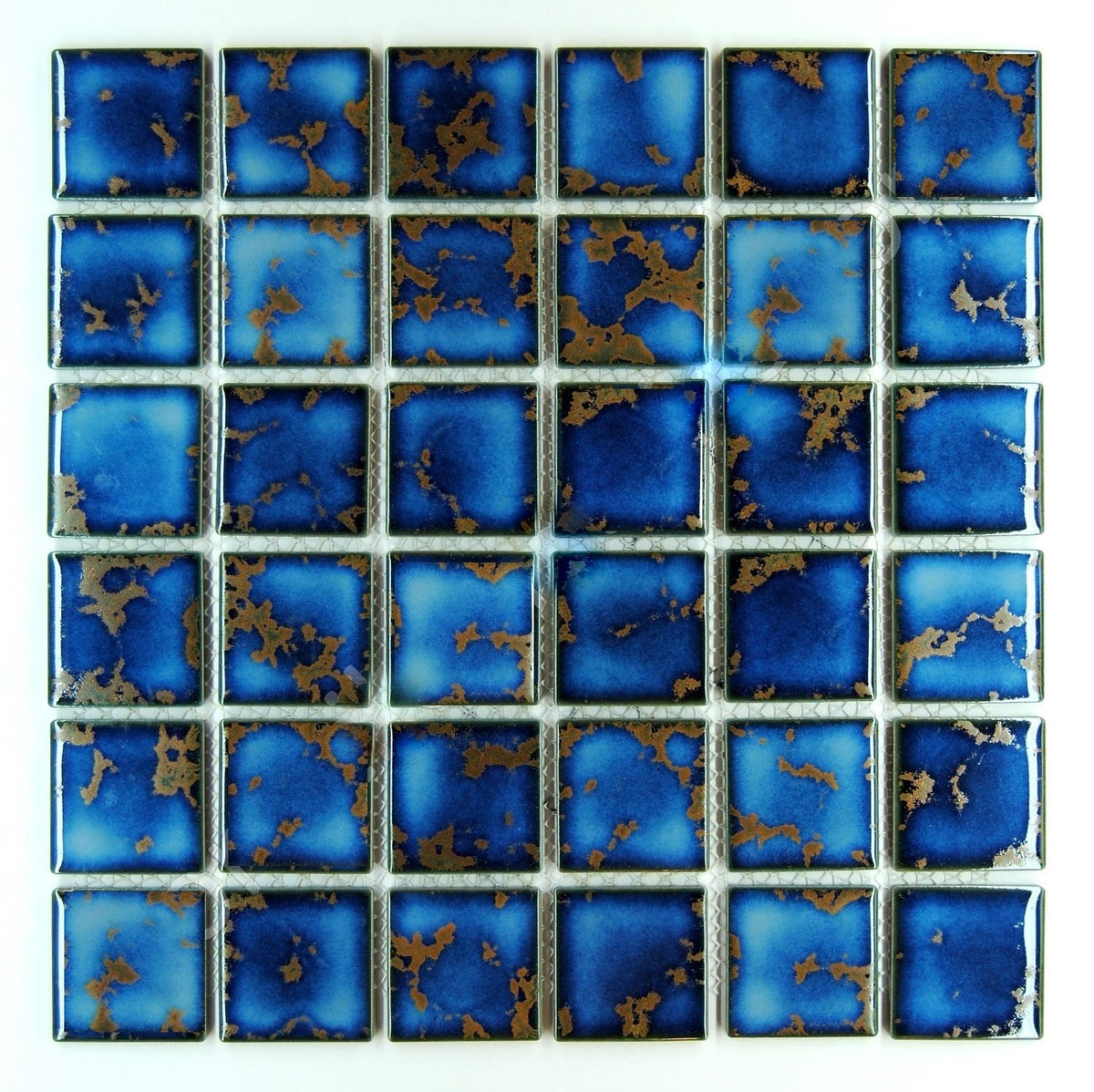 Premium Quality 2x2 Calacatta Blue Square Pattern Porcelain Mosaic Tile for Bathroom Floors, Walls and Kitchen Backsplashes, Pool Tile