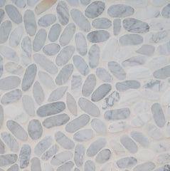 Carrara White, Greyish and Dark Grey Tumbled Sliced Pebble Floor and Wall Tile, Kitchen Backsplash , Accent Wall, Pool Tile, Fireplace