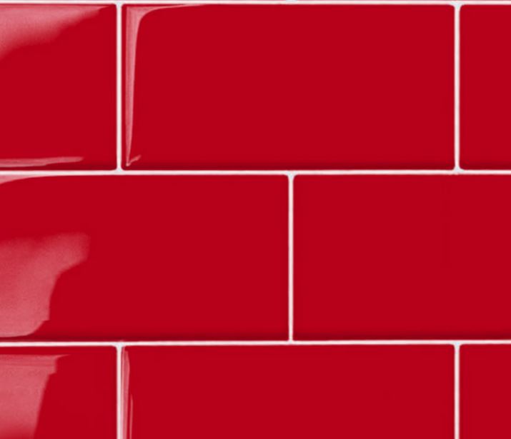 Red  3x6 Ceramic Glossy Subway Wall Tile- 48 pcs/carton (6 Sqft) by Tenedos for Kitchen Backsplash, Bathroom Shower, Accent Decorative Wall