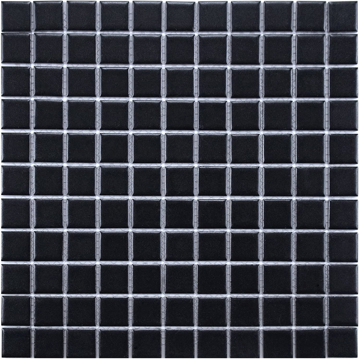 Retro Square 1x1 Porcelain Floor and Wall Tile Matte Black for Kitchen Backsplash, Bathroom Shower, Accent Decor