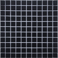 Retro Square 1x1 Porcelain Floor and Wall Tile Matte Black for Kitchen Backsplash, Bathroom Shower, Accent Decor