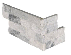 Alaska Gray Natural Marble Ledger Corner Stacked Tile, Split-Faced (Box of 6 Pieces)